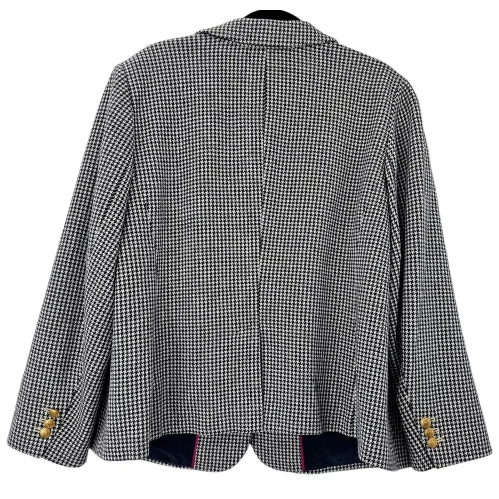 Talbots Houndstooth Blazer Jacket Women's 20W Petites Aberdeen Navy Blue Work - Picture 4 of 12